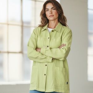 Coldwater Creek Linen Blend Button Front Lightweight Textured Blouse Sz 2X EUC